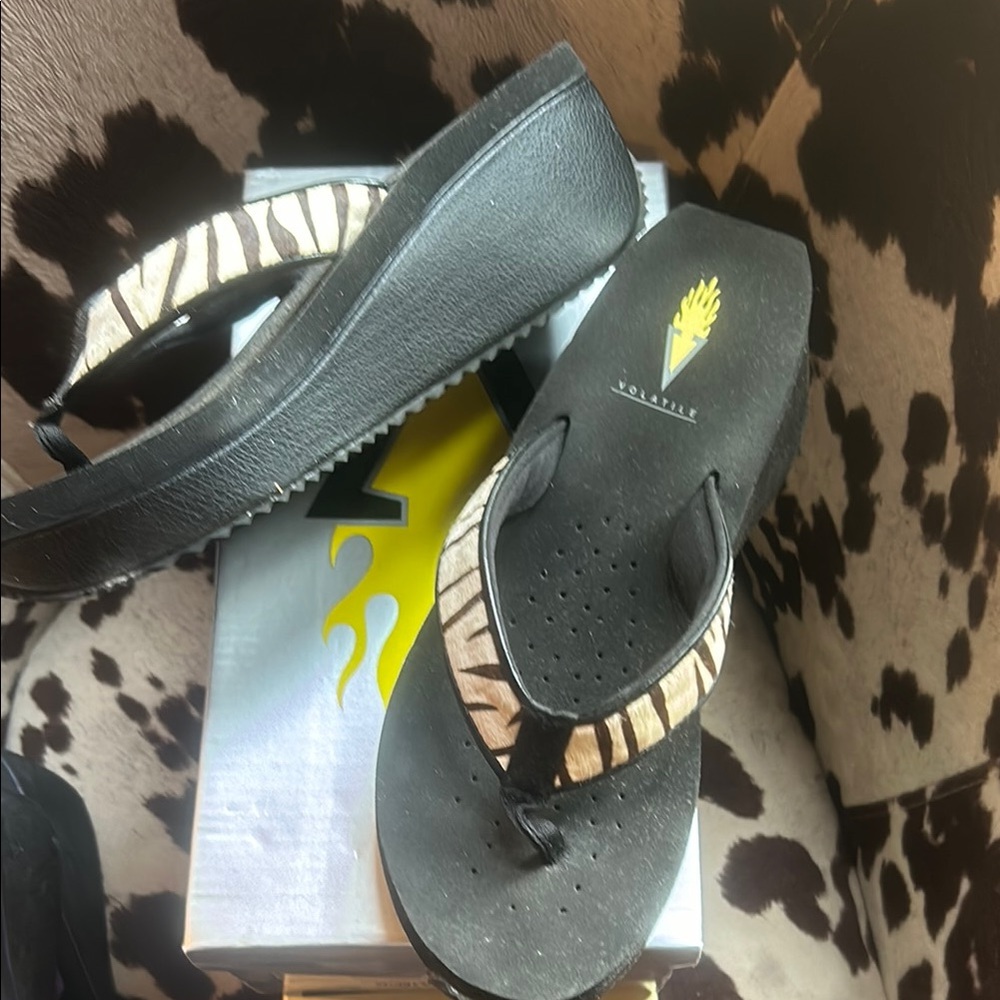 Volatile Black and Tan Women Sandals